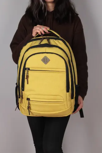 Gk19 Unisex School Backpack Student Daily Travel Holiday Sports Hiking Travel Trip Camp Daily Yel-YELLOW - BY HAKAN (1)