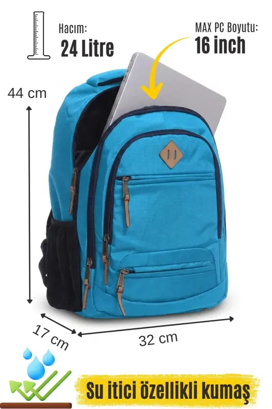 GK19 UNISEX ШКОЛЬНЫЙ РЮКЗАК СТУДЕНЧЕСКИЙ ДЛЯ ЕЖЕДНЕВНЫХ ПОЕЗДОК ПУТЕШЕСТВИЙ СПОРТА ПЕШИХ ПРОГУЛОК ПОХОДОВ КЕМПИНГА СУМКА-САКС СИНЯЯ - 6