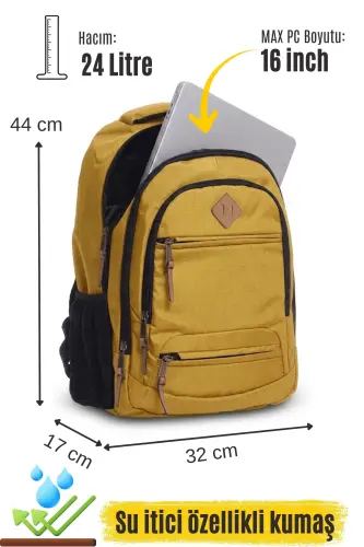 Gk19unisex Maktab Ryukzaki Talaba Kundalik Sayohat Ta'til Sport Yugurish Sayohat Sayr Qilish Lager Kundalik Sariq-SARIQ - 6