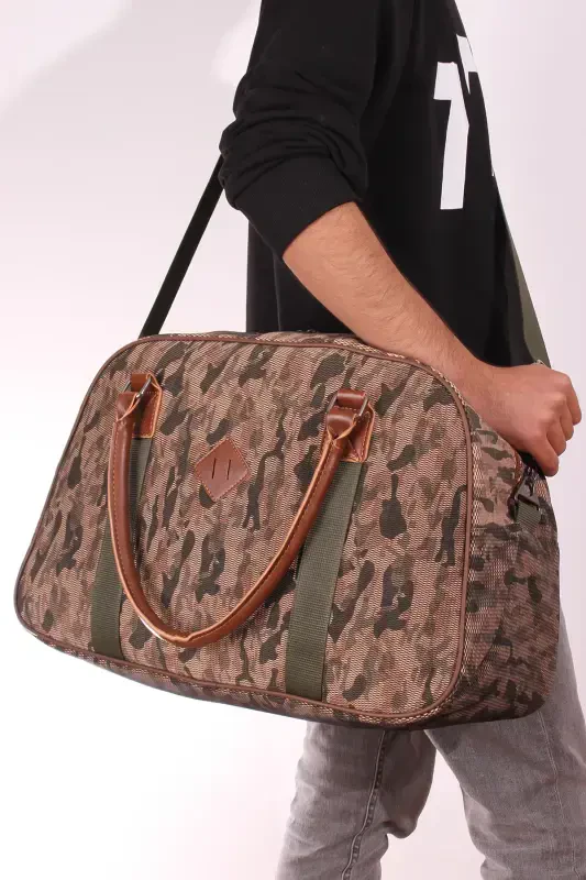 GK25 classic travel suitcase sports hospital bag hand and shoulder baby bag cabin size hostess suitcase-CAMOUFLAGE BROWN - BY HAKAN