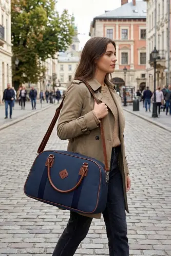 Gk25 Klasik Seyahat Valizi Spor Hastane Çantası El Ve Omuz Annebebek Çantası Kabin Boy Hostes Valiz - DENİM-MAVİ - BYHAKAN (1)
