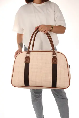 Gk25 Klasik Seyahat Valizi Spor Hastane Çantası El Ve Omuz Annebebek Çantası Kabin Boy Hostes Valiz-KREM - 3