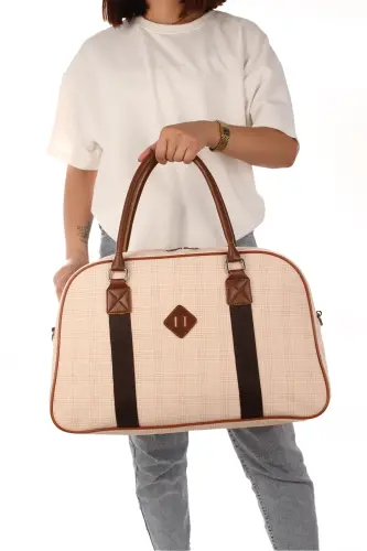 Gk25 Klasik Seyahat Valizi Spor Hastane Çantası El Ve Omuz Annebebek Çantası Kabin Boy Hostes Valiz-KREM - BY HAKAN (1)