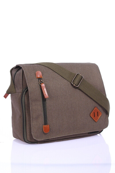 GK61 Canvas Messenger Bag Multi-Compartment University Shoulder Bag Macbook Tablet Bag Khaki - 3