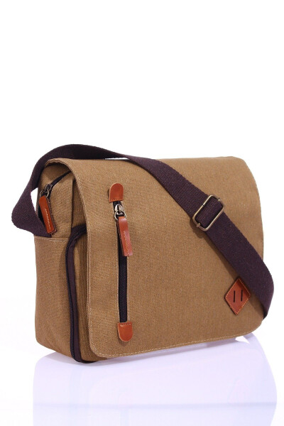 GK61 Canvas Messenger Bag Multi-Compartment University Shoulder Bag Macbook Tablet Bag Sand - 13