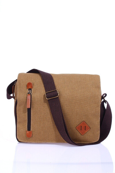 GK61 Canvas Messenger Bag Multi-Compartment University Shoulder Bag Macbook Tablet Bag Sand - 14