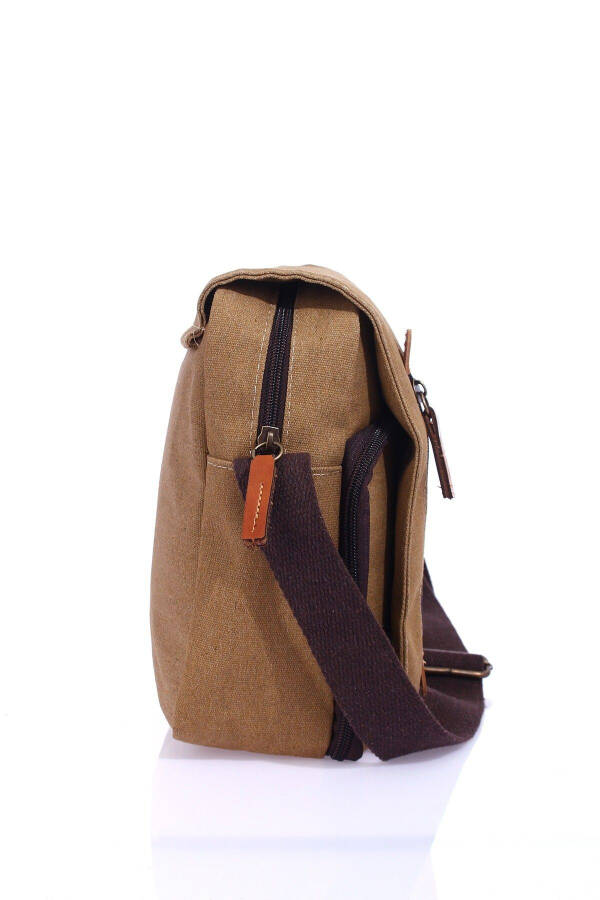 GK61 Canvas Messenger Bag Multi-Compartment University Shoulder Bag Macbook Tablet Bag Sand - 18