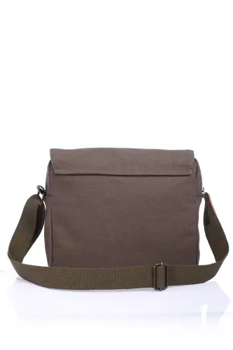 GK61 Kanvas pochta sumkasi ko'p bo'limli universitet yelka sumkasi Macbook planshet sumkasi haki - 9