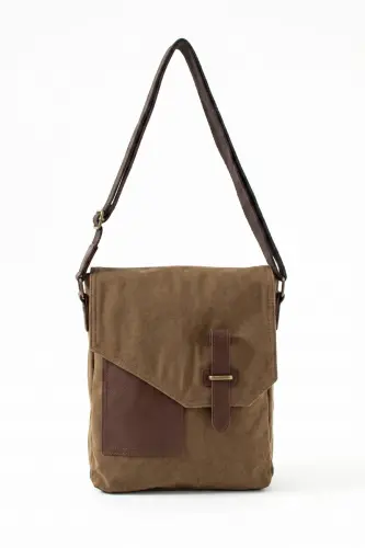GK62 CANVAS MESSENGER BAG MULTI COMPARTMENT COLLEGE DAILY BAG MACBOOK TABLET BAG MINK - MINK - 3