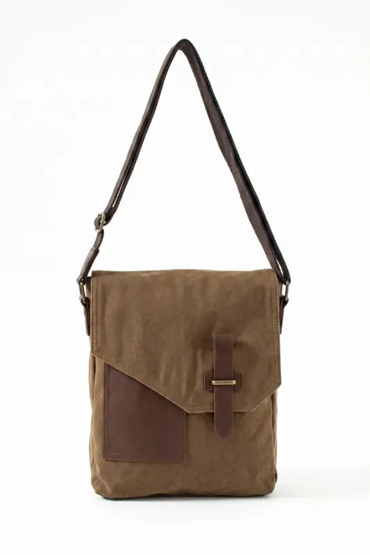 GK62 CANVAS MESSENGER BAG MULTI COMPARTMENT COLLEGE DAILY BAG MACBOOK TABLET BAG MINK - MINK - 3