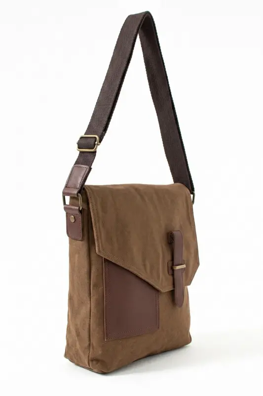 GK62 CANVAS MESSENGER BAG MULTI COMPARTMENT COLLEGE DAILY BAG MACBOOK TABLET BAG MINK - MINK - 4