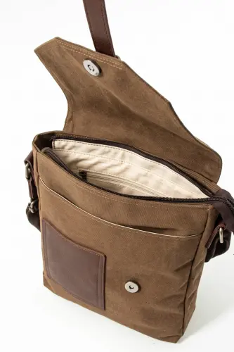 GK62 CANVAS MESSENGER BAG MULTI COMPARTMENT COLLEGE DAILY BAG MACBOOK TABLET BAG MINK - MINK - 6