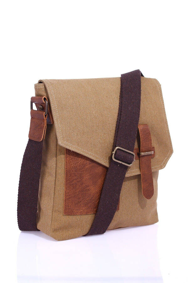 GK62 Canvas Messenger Bag Multi-Compartment University Daily Bag Macbook Tablet Bag Beige - 25