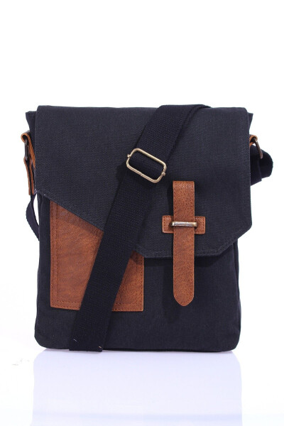 GK62 CANVAS MESSENGER BAG MULTI-COMPARTMENT UNIVERSITY DAILY BAG MACBOOK TABLET BAG BLACK - 25