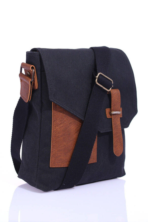 GK62 CANVAS MESSENGER BAG MULTI-COMPARTMENT UNIVERSITY DAILY BAG MACBOOK TABLET BAG BLACK - 26