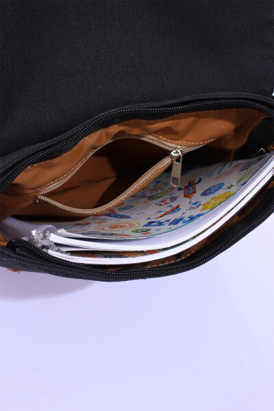 GK62 CANVAS MESSENGER BAG MULTI-COMPARTMENT UNIVERSITY DAILY BAG MACBOOK TABLET BAG BLACK - 29