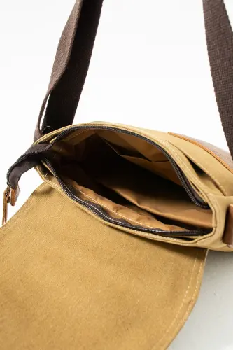 GK62 CANVAS MESSENGER BAG MULTI-COMPARTMENT UNIVERSITY DAILY BAG MACBOOK TABLET BAG BLACK - 7