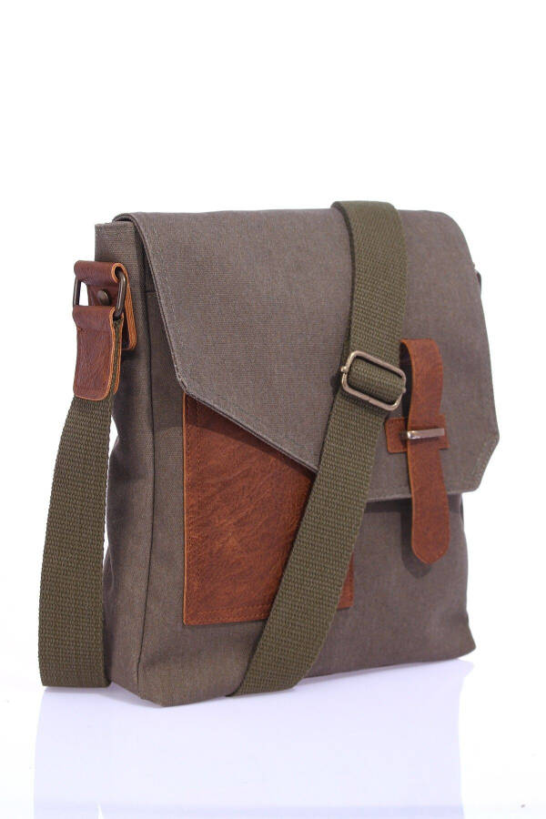 GK62 Canvas Messenger Bag Multi-Compartment University Daily Bag Macbook Tablet Bag Khaki - 29