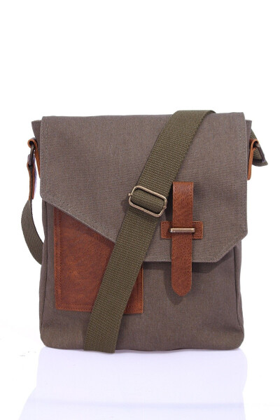 GK62 Canvas Messenger Bag Multi-Compartment University Daily Bag Macbook Tablet Bag Khaki - 30