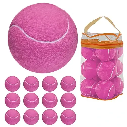 GKK Durable Pressurized Tennis Balls - 12 Pack Yellow Felt Training Balls for Beginners and Dogs - GKK