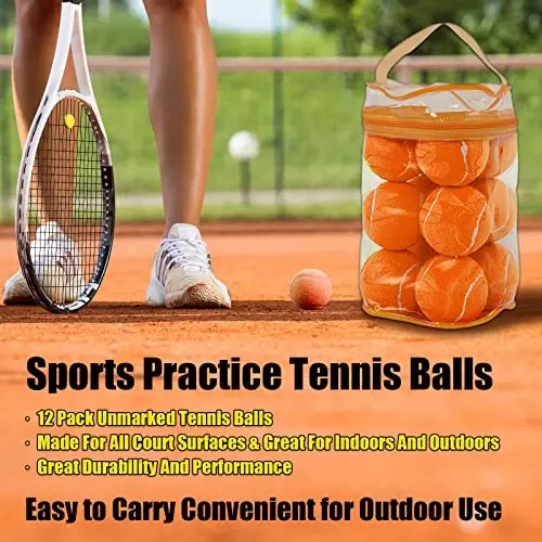 GKK Durable Pressurized Tennis Balls - 12 Pack Yellow Felt Training Balls for Beginners and Dogs - 4