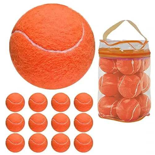 GKK Tennis Balls 12 Pack Durable Pressurized Tennis Balls Yellow Felt Training Tennis Balls High Bounce Practice Tennis Balls for Beginners Dogs - 2