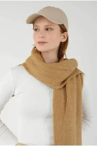 Гладкий вязаный шарф Camel-Standard - 1