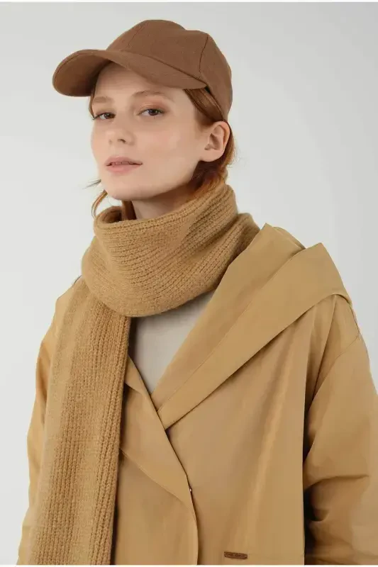 Гладкий вязаный шарф Camel-Standard - 2