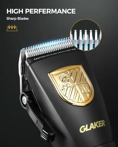 GLAKER Hair Clippers for Men Professional, Cordless Clippers for Hair Cutting, Mens Hair Clippers and Trimmer Kit for Barber with LED Display 15 Guide Combs - 4
