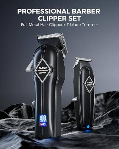 GLAKER Hair Clippers for Men Professional - Cordless Clippers and Trimmers Set, Complete Barber Kit for Hair Trimming & Beard Grooming, Mens Haircutting Kits for Blending & Fade Cuts - 10