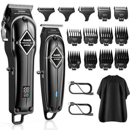 GLAKER Hair Clippers for Men Professional - Cordless Clippers and Trimmers Set, Complete Barber Kit for Hair Trimming & Beard Grooming, Mens Haircutting Kits for Blending & Fade Cuts - 11