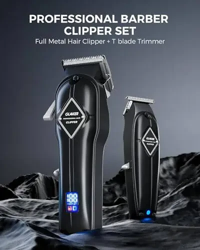 GLAKER Hair Clippers for Men Professional - Cordless Clippers and Trimmers Set, Complete Barber Kit for Hair Trimming & Beard Grooming, Mens Haircutting Kits for Blending & Fade Cuts - 5