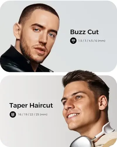 GLAKER Hair Clippers for Men Professional - Cordless Clippers and Trimmers Set, Complete Barber Kit for Hair Trimming & Beard Grooming, Mens Haircutting Kits for Blending & Fade Cuts (Silver) - 4