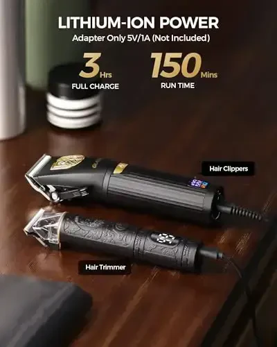 GLAKER Hair Clippers for Men Professional, Cordless Clippers for Hair Cutting, Mens Hair Clippers and Trimmer Kit for Barber with LED Display 15 Guide Combs - 3