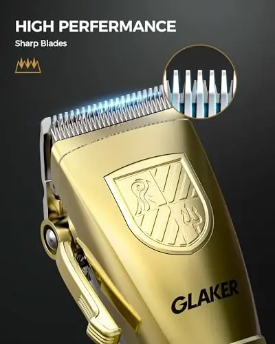 GLAKER Hair Clippers for Men,Professional Mens Hair Clippers Cordless Clippers for Hair Cutting, Hair Clippers and Hair Trimmer Kit Zero Gap Trimmer with LED Display 15 Guide Combs - 6