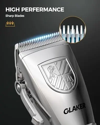 GLAKER Hair Clippers for Men,Professional Mens Hair Clippers Cordless Clippers for Hair Cutting, Hair Clippers and Precision Trimmer Kit Zero Gap Trimmer with LED Display 15 Guide Combs - 6