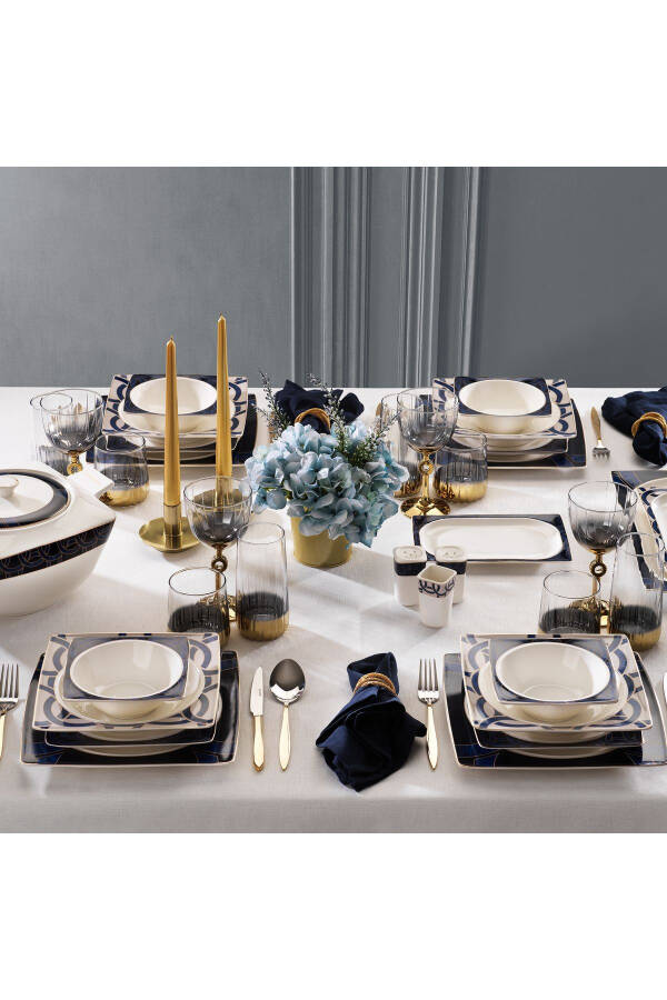 Glamor Blue Line Dinner Set - 60 Pieces - Blue - 1