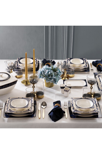 Glamor Blue Line Yemek Takımı 60 Parça-mavi - mavi - SCHAFER