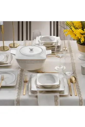 Glamor Elegant Ovqat To'plam - 60 Don - Oq - 1