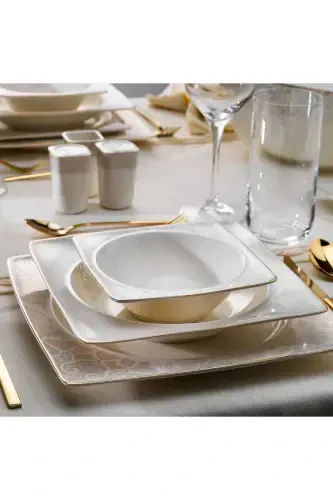 Glamor Point Dinner Set - 60 Pieces - White - 3