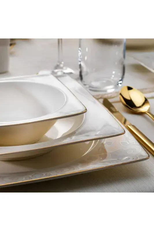 Glamor Point Dinner Set - 60 Pieces - White - 4