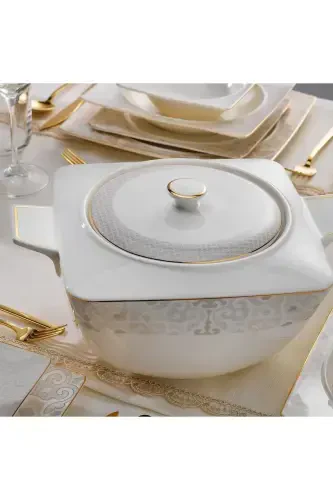 Glamor Point Dinner Set - 60 Pieces - White - 7