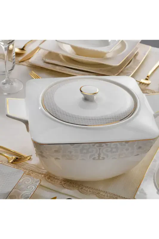 Glamor Point Dinner Set - 60 Pieces - White - 7