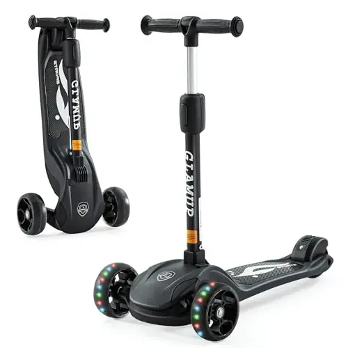GLAMUP Kids Kick Scooter 3 Wheels, Kids Scooter Height Adjustable Handlebar, Lean-to-Steer System & Easy-Folding Mechanism, Ages 3-14 Boys and Girls - 1