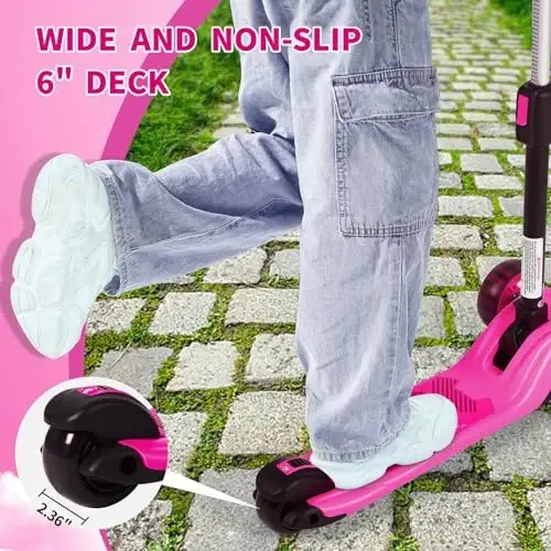 GLAMUP Kids Kick Scooter 3 Wheels, Kids Scooter Height Adjustable Handlebar, Lean-to-Steer System & Easy-Folding Mechanism, Ages 3-14 Boys and Girls - 4