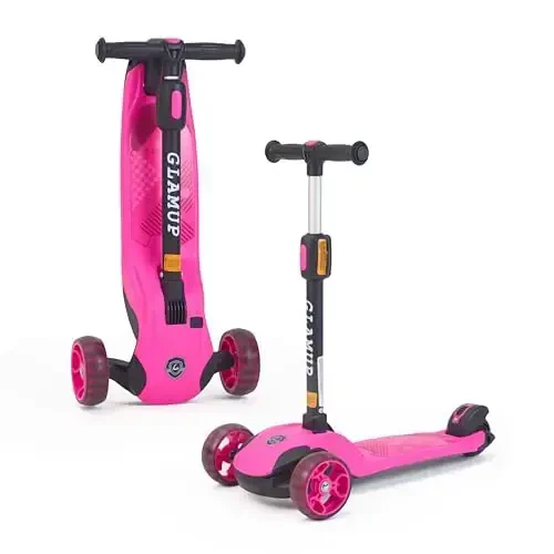 GLAMUP Kids Kick Scooter 3 Wheels, Kids Scooter Height Adjustable Handlebar, Lean-to-Steer System & Easy-Folding Mechanism, Ages 3-14 Boys and Girls - 1