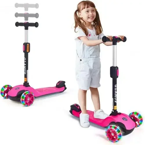 GLAMUP Kids Kick Scooter 3 Wheels, Kids Scooter Height Adjustable Handlebar, Lean-to-Steer System & Easy-Folding Mechanism, Ages 3-14 Boys and Girls - 3