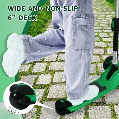 GLAMUP Kids Kick Scooter 3 Wheels, Kids Scooter Height Adjustable Handlebar, Lean-to-Steer System & Easy-Folding Mechanism, Ages 3-14 Boys and Girls - 6