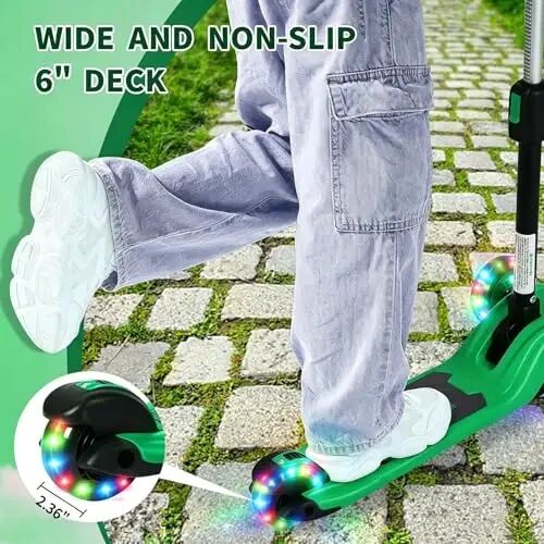 GLAMUP Kids Scooter, 3 Wheel Scooter for Kids Ages 3-12, Adjustable Handlebar, Lean-to-Steer, Foldable Kick Scooter for Boys and Girls - 4