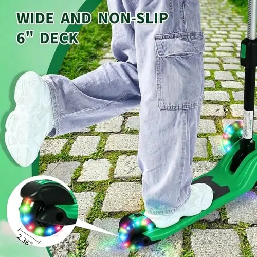 GLAMUP Kids Kick Scooter 3 Wheels, Kids Scooter Height Adjustable Handlebar, Lean-to-Steer System & Easy-Folding Mechanism, Ages 3-14 Boys and Girls - 4